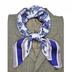 ✨Luxury Elegant Women Square Silky Soft Scarf Head Top hijab Blue Floral Paisley